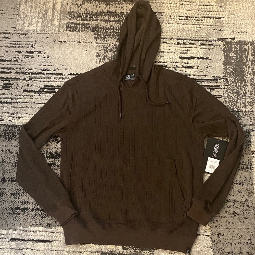 New Men’s Modern Culture Hooded Sweater Brown Medium